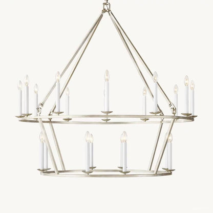 Hartwell Lantern Frame Two-Tier Round Chandelier 50"