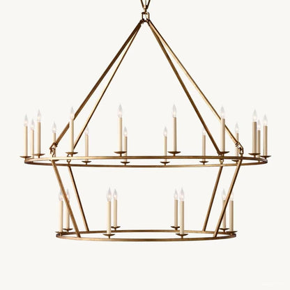 Hartwell Lantern Frame Two-Tier Round Chandelier 62"