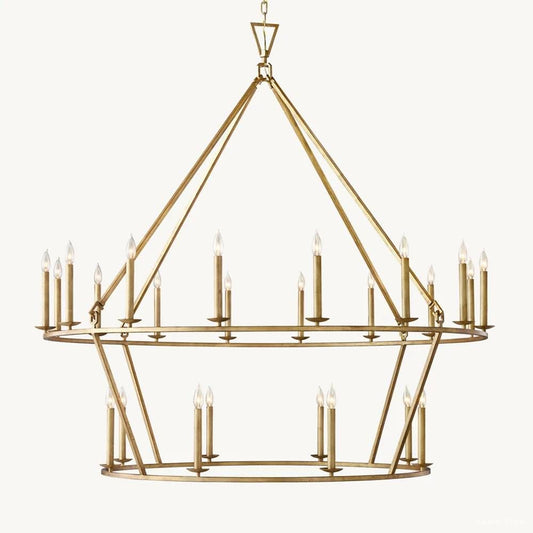 Hartwell Lantern Frame Two-Tier Round Chandelier 62"