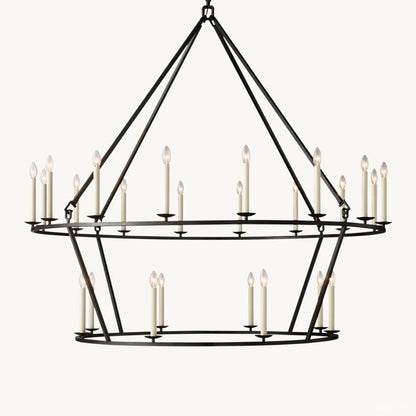 Hartwell Lantern Frame Two-Tier Round Chandelier 62"