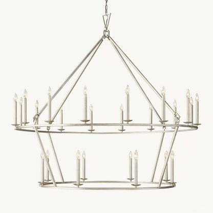 Hartwell Lantern Frame Two-Tier Round Chandelier 62"