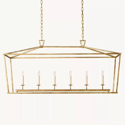 Hartwell Lantern Frame Rectangular Chandelier 54"
