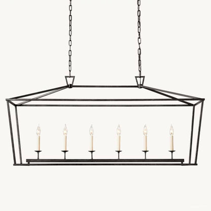 Hartwell Lantern Frame Rectangular Chandelier 54"