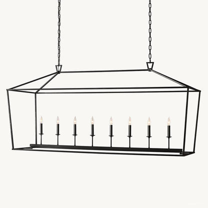 Hartwell Lantern Frame Rectangular Chandelier 72"
