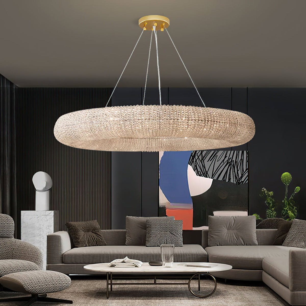 Halo Crystal Round Chandelier 59"