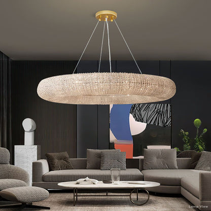 Halo Granular Crystal Round Chandelier 41"