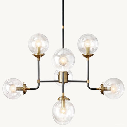 Bistro Node Globe Glass Chandelier 34"