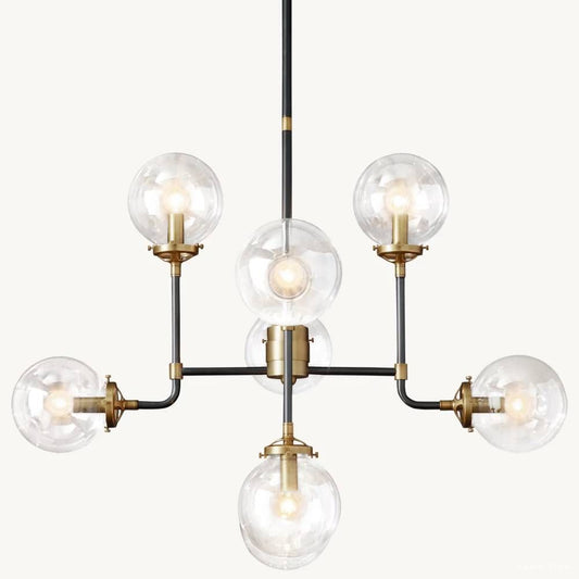 Bistro Node Globe Glass Chandelier 34"