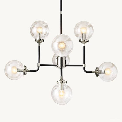 Bistro Node Globe Glass Chandelier 34"