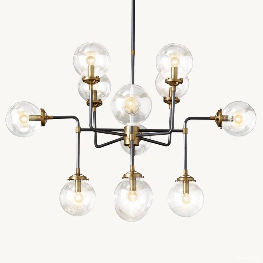 Bistro Node Globe Glass Chandelier 42"