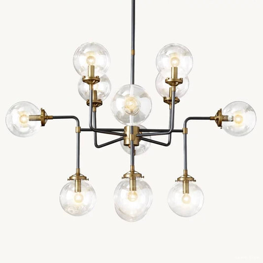 Bistro Node Globe Glass Chandelier 42"