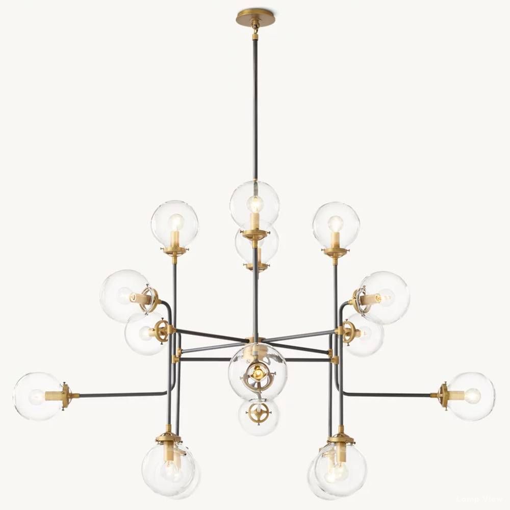 Bistro Node Globe Glass Chandelier 56"