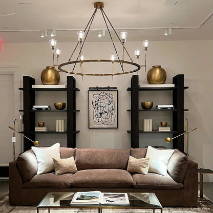 Torche Adorned Glass Round Chandelier 70"