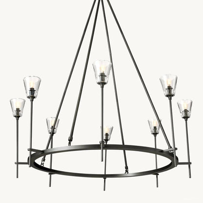 Torche Adorned Glass Round Chandelier 46"