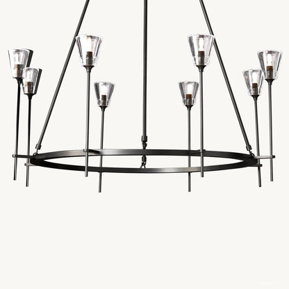 Torche Adorned Glass Round Chandelier 46"