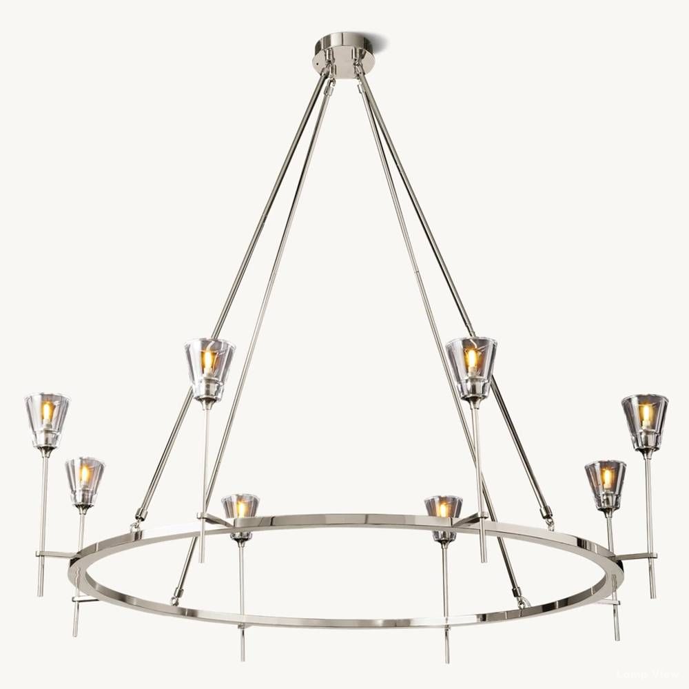 Torche Adorned Glass Round Chandelier 46"
