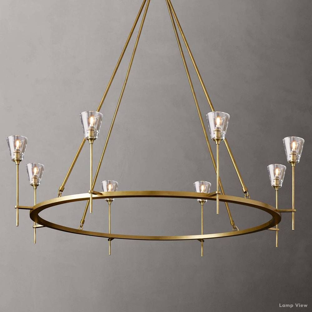 Torche Adorned Glass Round Chandelier 58"