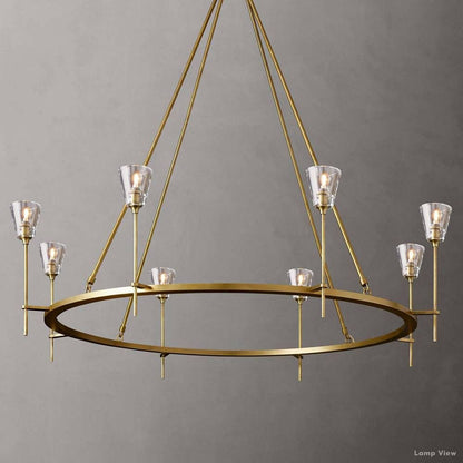 Torche Adorned Glass Round Chandelier 58"