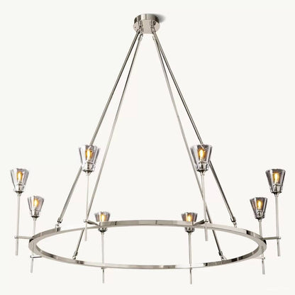 Torche Adorned Glass Round Chandelier 58"