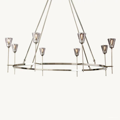 Torche Adorned Glass Round Chandelier 58"