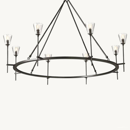 Torche Adorned Glass Round Chandelier 58"