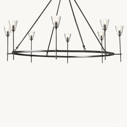 Torche Adorned Glass Round Chandelier 58"