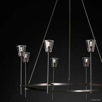 Torche Adorned Glass Round Chandelier 58"