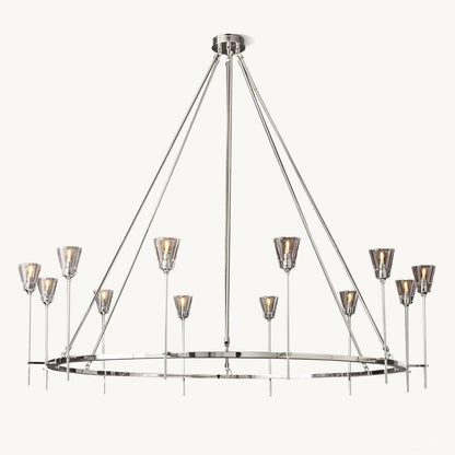 Torche Adorned Glass Round Chandelier 70"