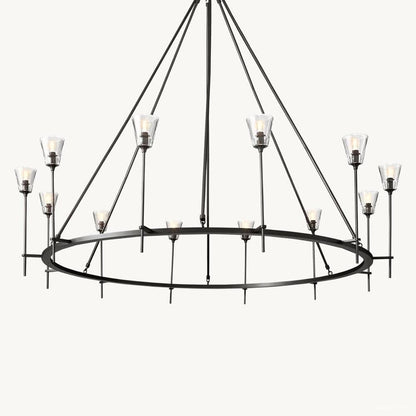 Torche Adorned Glass Round Chandelier 70"