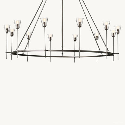 Torche Adorned Glass Round Chandelier 70"