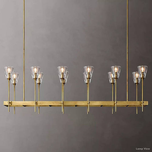 Torche Adorned Glass Rectangular Chandelier 54"
