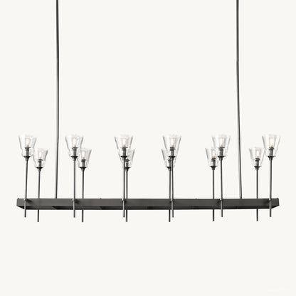 Torche Adorned Glass Rectangular Chandelier 54"