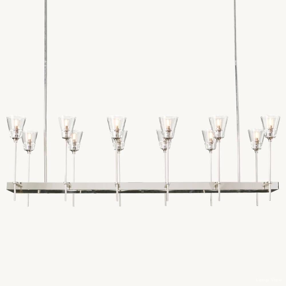 Torche Adorned Glass Rectangular Chandelier 54"