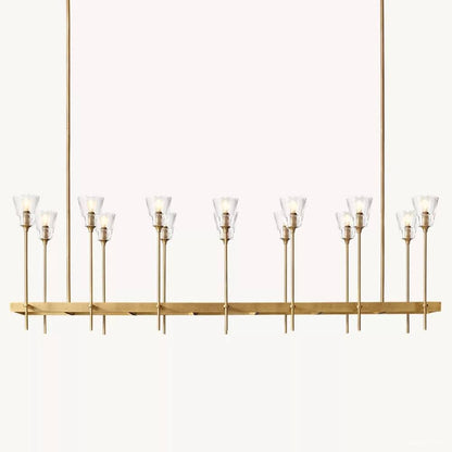 Torche Adorned Glass Rectangular Chandelier 67"