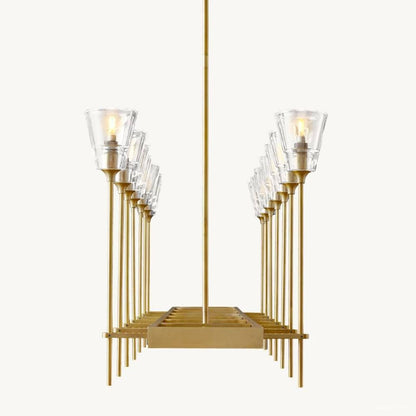 Torche Adorned Glass Rectangular Chandelier 54"