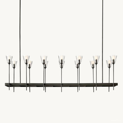 Torche Adorned Glass Rectangular Chandelier 67"