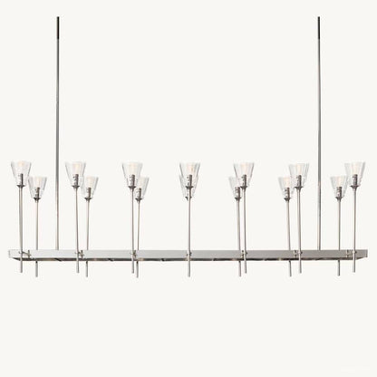 Torche Adorned Glass Rectangular Chandelier 67"