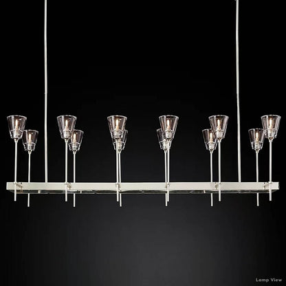 Torche Adorned Glass Rectangular Chandelier 54"