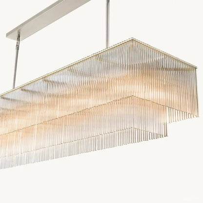Amadeo Slender Crystal Rectangular Chandelier 54"