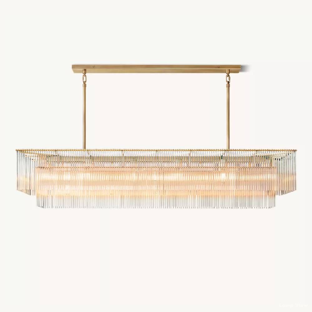 Amadeo Slender Crystal Rectangular Chandelier 72"