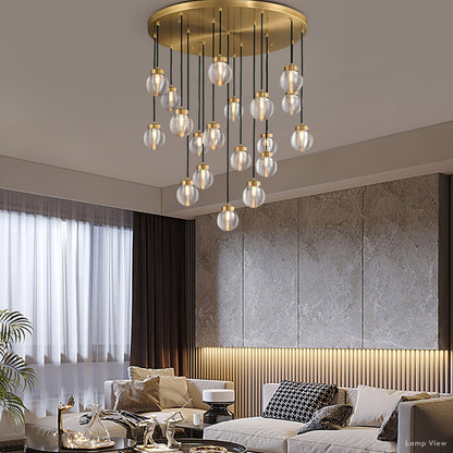 Pearl Shimmer Crystal Round Chandelier 38"