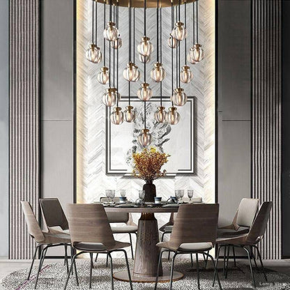 Pearl Shimmer Crystal Round Chandelier 38"