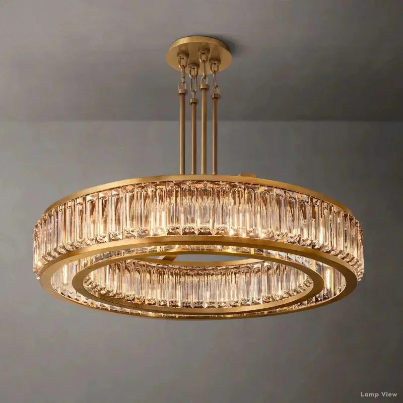 Maurier Pillared Crystal Round Chandelier 48"