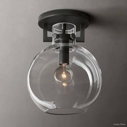 Machinist Glass Globe Flush Mount