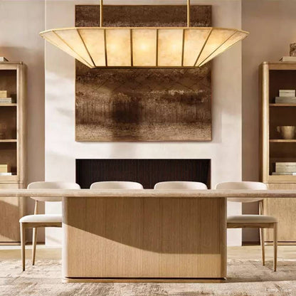 Lucette Alabaster Panelled Linear Chandelier 74"