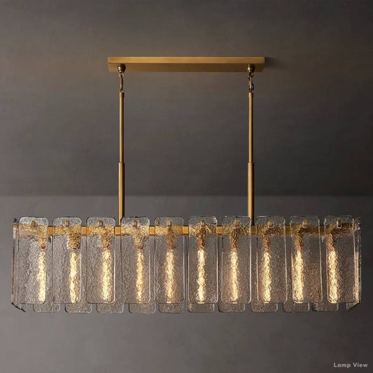 Calamette Speckly Glass Rectangular Chandelier 60"