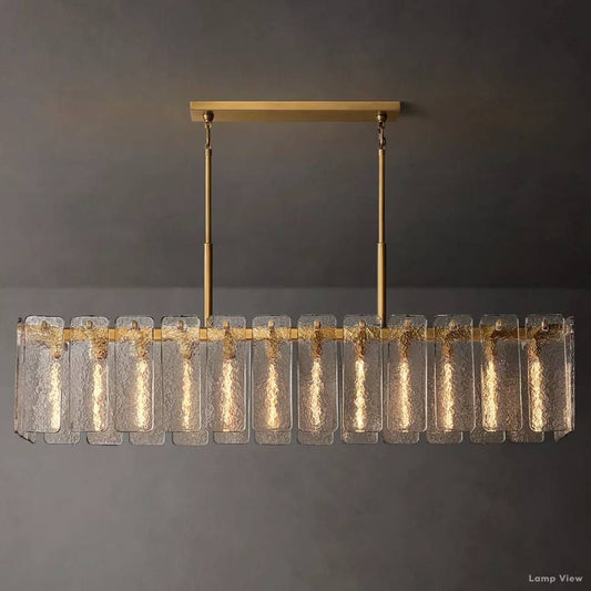 Calamette Speckly Glass Rectangular Chandelier 72"