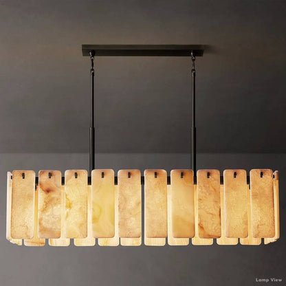 Calamette Speckly Onyx Rectangular Chandelier 60"