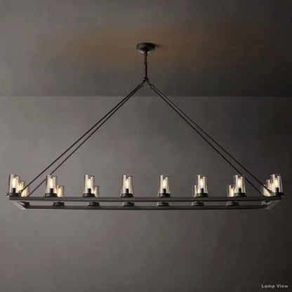 Ondra Charred Metal Linear Chandelier 72"