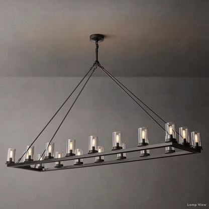 Ondra Charred Metal Linear Chandelier 72"